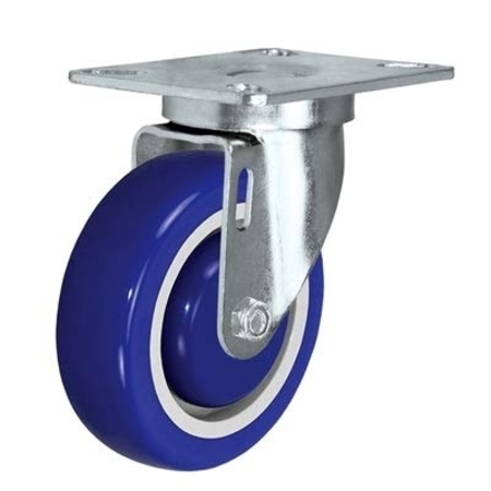 Casterhq 4"x1-1/4" Swivel Caster, Blue Polyurethane ON POLYOLEFIN CORE Wheel 24CS414PPU34Z-02